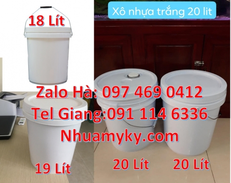 thùng nhựa vuông 18l, Vỏ thùng 20 lít quai nhựa, Xô nhựa 20 lít có nắp chiết rót, Xô nhựa