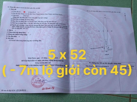 Bán gấp lô đất Đường số 7, Kp Trung lợi,TX Chơn thành
