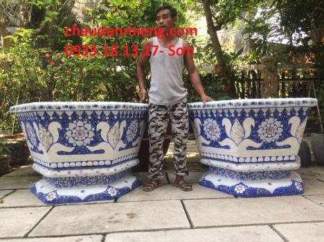 Chậu hoa - đập sành - dán miểng hàng thủ công mỹ nghệ thủ đức tphcm