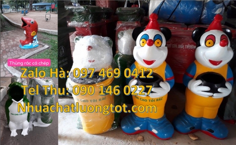 Thùng rác chuột mickey, giá bán thùng rác thú, thùng rác thú composite, nơi bán thùng rác con vật,