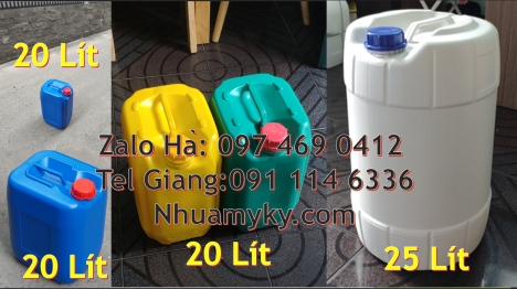 can 25l đựng tinh dầu, can dẹp 30 lít đựng thuốc thú y giá rẻ can 20l 1kg can 25l xanh Can nhựa