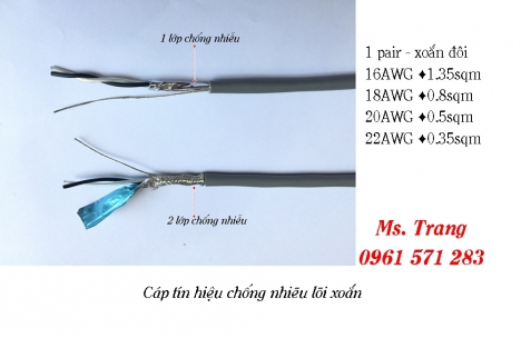 Cáp tín hiệu vặn xoắn 18awg chống nhiễu