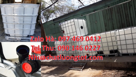 bồn nhựa vuông 1000 lít đựng phân bón, Thùng ibc 1000l có khung thép, Tank IBC đựng thực phẩm, Thùng