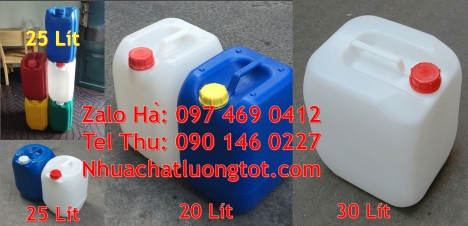can 25l trắng, Can nhựa 20 lít đựng dung môi, can nhựa 30 lít đựng thực phẩm, can nhựa 30 lít dẹp đ