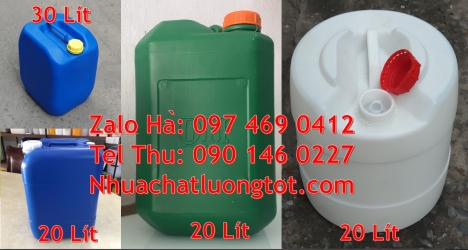 can 25l trắng, Can nhựa 20 lít đựng dung môi, can nhựa 30 lít đựng thực phẩm, can nhựa 30 lít dẹp đ