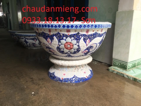 Cơ sở chậu hoa thế sơn - chậu hoa dán sành sứ - chậu khảm sành - cẩn miễng chai