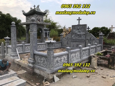 Công trình lăng mộ đá công giáo hoa văn tinh xảo tại Thái Nguyên