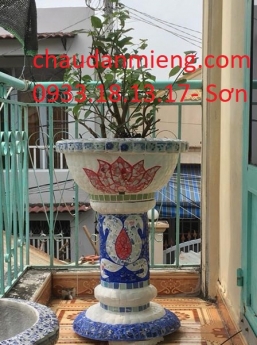 Cơ sở chậu hoa thế sơn - chậu hoa dán sành sứ - chậu khảm sành - cẩn miễng chai