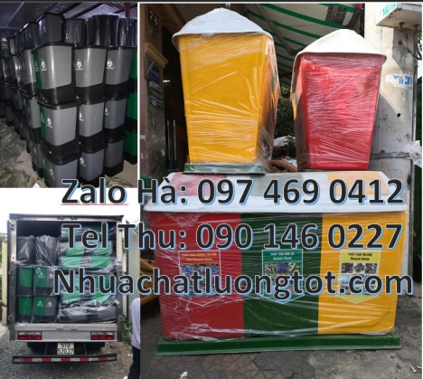 Thùng rác nhựa duy tân thùng rác 120l 240l Thùng rác 2 ngăn nắp lật, Thùng rác 3 ngăn bập bênh, Th