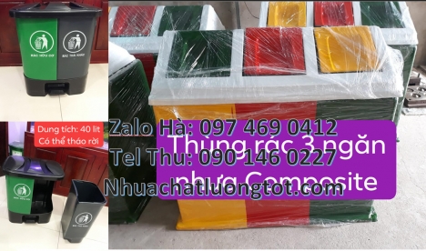 Thùng rác nhựa duy tân thùng rác 120l 240l Thùng rác 2 ngăn nắp lật, Thùng rác 3 ngăn bập bênh, Th