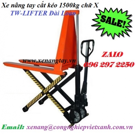 Xe nâng tay cắt kéo 1500kg chữ X công nghệ Đức