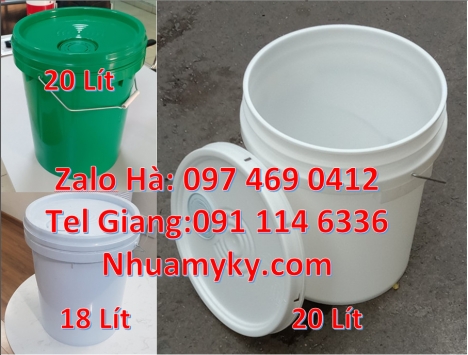 Xô nhựa 18 lít nắp chiết rót, Vỏ thùng đựng sơn 19 lít, Vỏ thùng 20 lít quai nhựa, Xô n