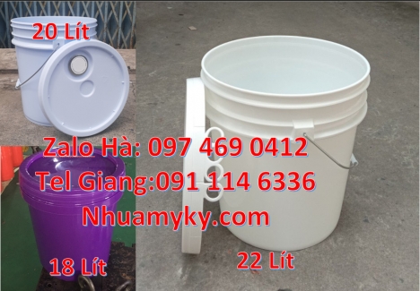Xô nhựa 18 lít nắp chiết rót, Vỏ thùng đựng sơn 19 lít, Vỏ thùng 20 lít quai nhựa, Xô n