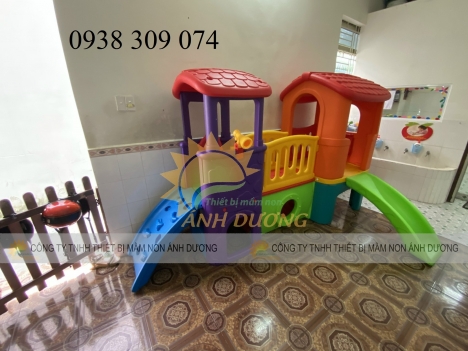 Bộ nhà leo cầu trượt 2 khối đa năng AD0802