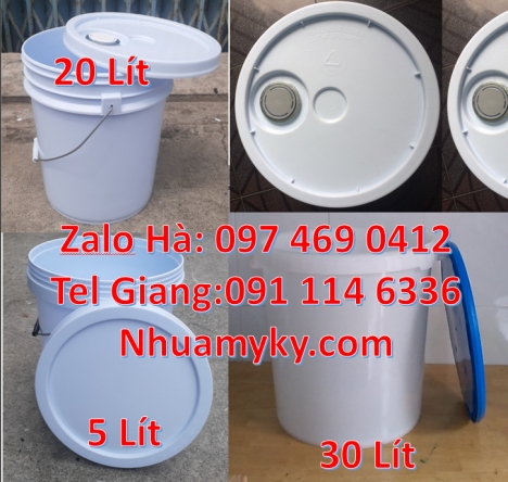 Xô nhựa 18 lít nắp chiết rót, Vỏ thùng đựng sơn 19 lít, Vỏ thùng 20 lít quai nhựa, Xô n