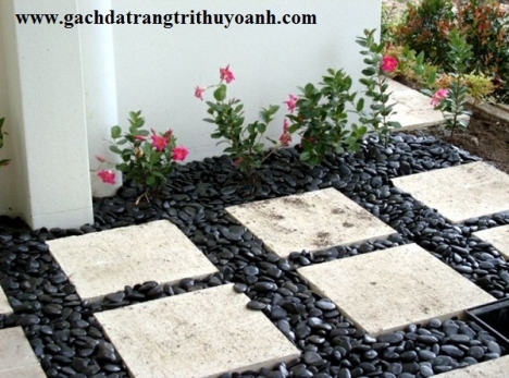 Sỏi đen bóng trang trí không gian nhà