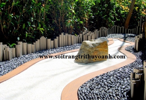 Sỏi đen bóng trang trí cảnh quan resort