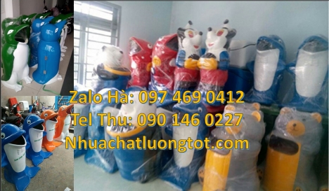 thùng rác cá heo, thùng rác cá chép, thùng rác gấu trúc, thùng rác chuột mickey, giá bán thùng rác