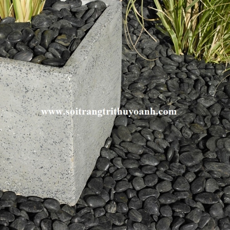 Sỏi đen bóng trang trí biệt thự sân vườn