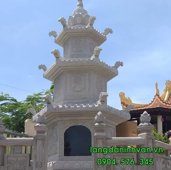Mẫu mộ đá hình tháp đẹp chuẩn phong thuỷ