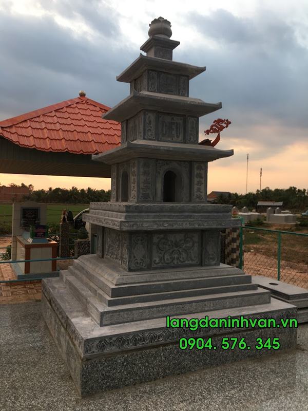 Mộ tháp đẹp bằng đá tự nhiên được lắp đặt tại long an