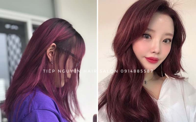Màu Nhuộm Đỏ Tím Màu nhuộm trend 2023 TIỆP NGUYỄN HAIR SALON