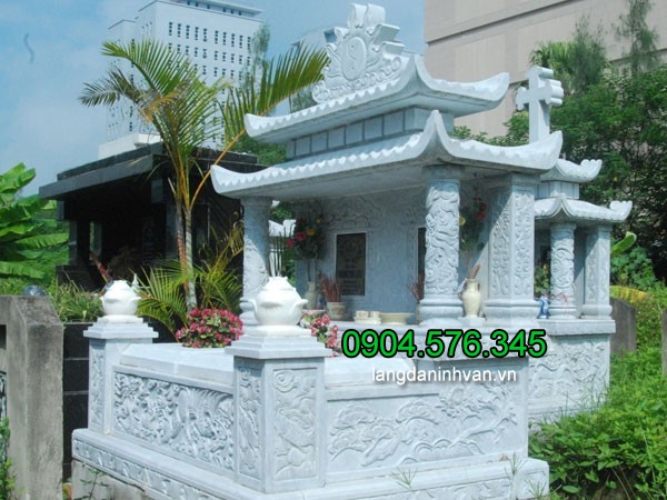 Mẫu mộ đá đôi đẹp dành cho song thân phụ mẫu