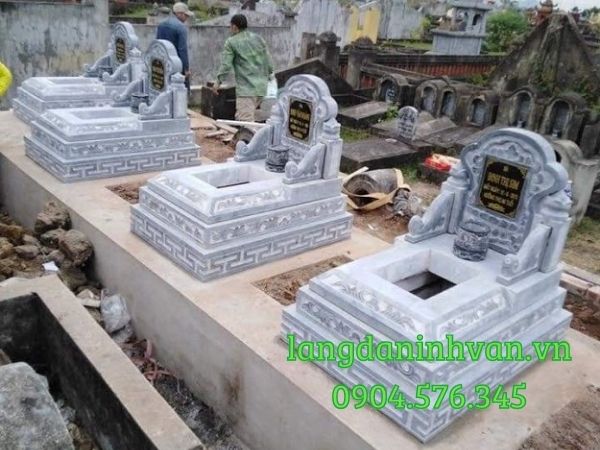 Mộ tam cấp bằng đá  đẹp chạm khắc tinh tế