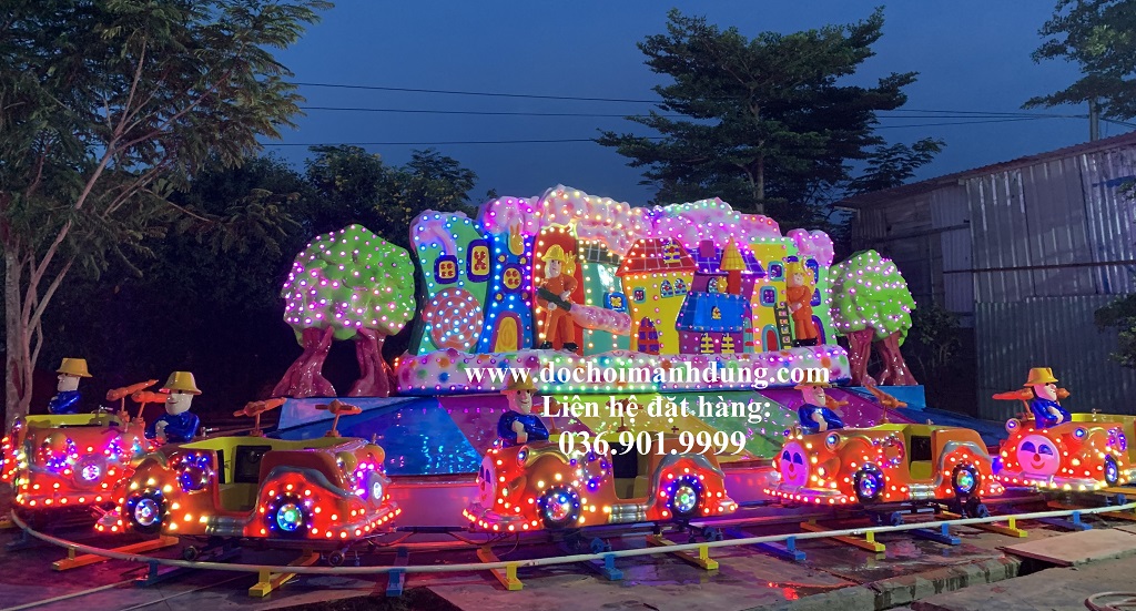 Nhà hơi, thú nhún, xe điện đụng, đu quay, máy bay lượn công viên