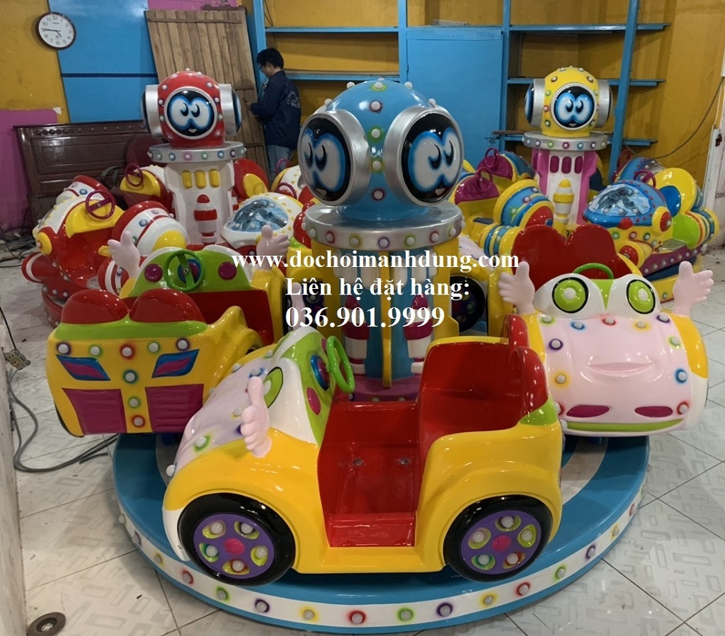 Đồ chơi thú nhún bỏ xu, cano đụng, mâm ly xoay công viên, hồ câu cá