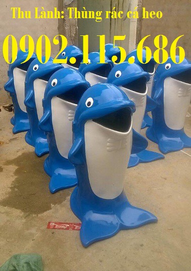 Thùng rác hình thú ngộ nghĩnh, thùng rác cá heo
