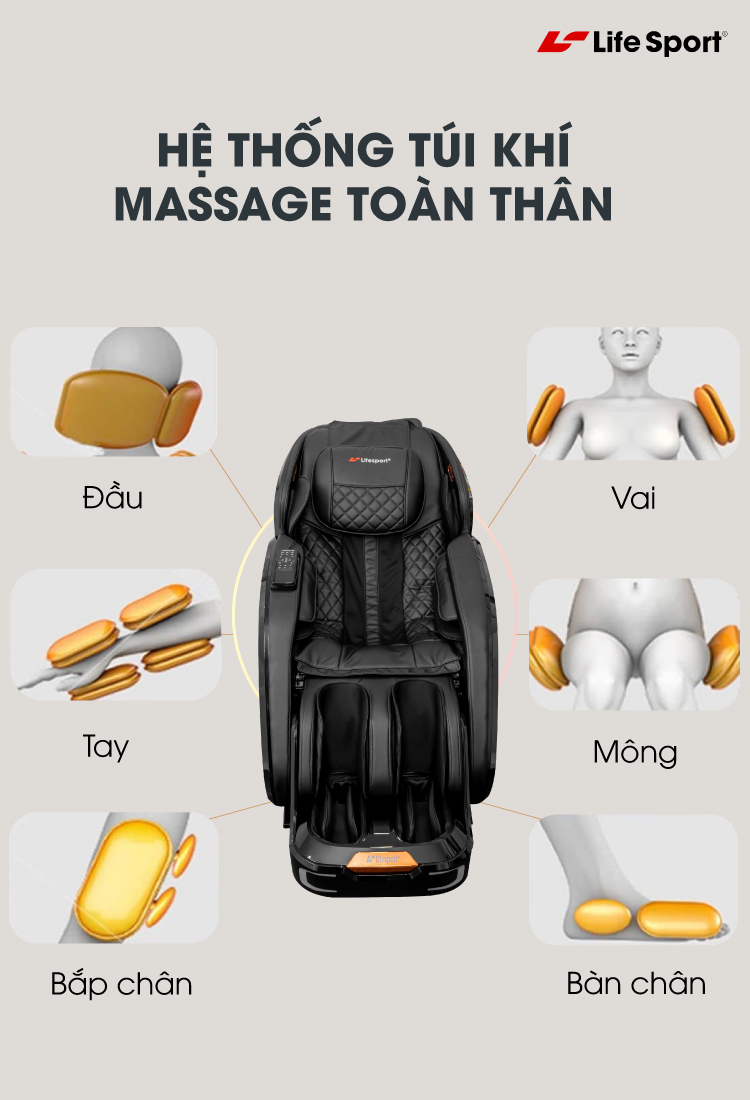 GHẾ MASSAGE LIFESPORT LS-699 - MUA 1 ĐƯỢC 2 NHÂN ĐÔI SỨC KHỎE
