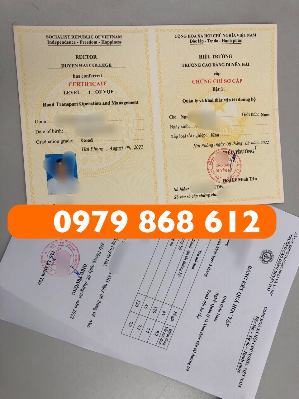 chứng chỉ sơ cấp quản lý khai thác vận tải đường bộ 0979868612