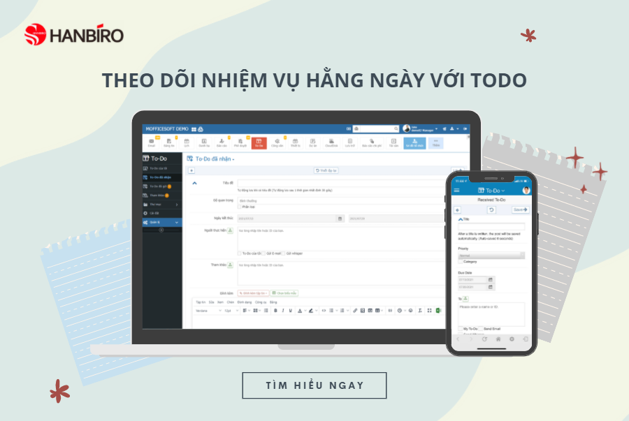Theo dõi công việc online cùng Groupware Hanbiro