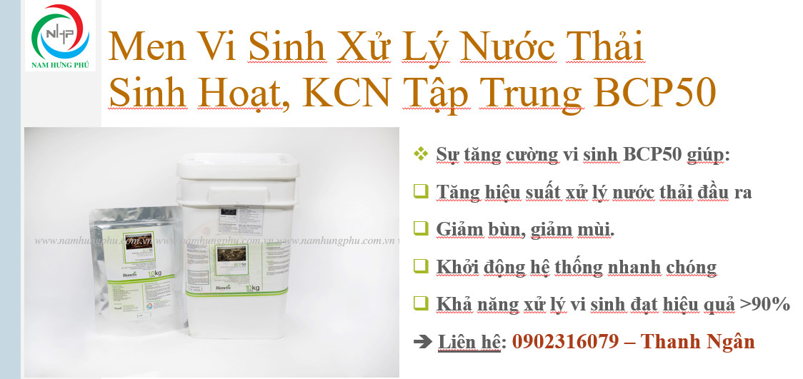 vi sinh BCP50 cho bể hiếu khí nước thải KCN tập trung