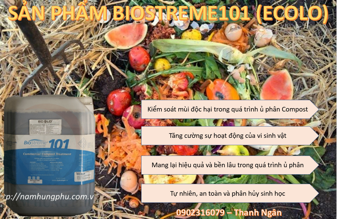 xử lý mùi hôi trong quá trình ủ phân compost Biostreme101