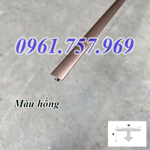 Nẹp nhôm chữ t màu vàng hồng, nẹp t inox màu hồng, nẹp chữ t màu hồng