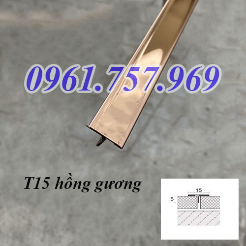 Nẹp nhôm chữ t màu vàng hồng, nẹp t inox màu hồng, nẹp chữ t màu hồng