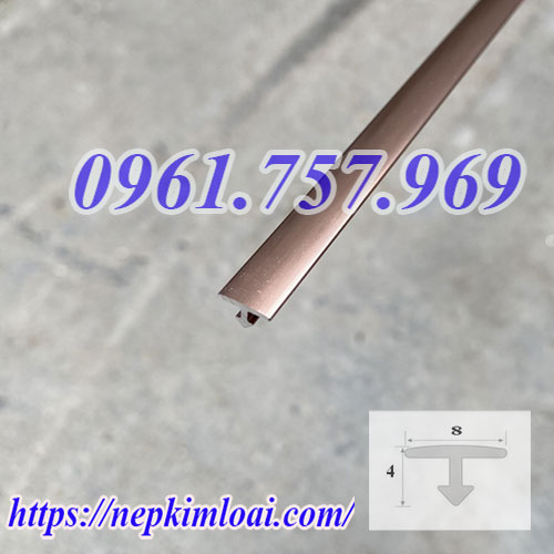 Nẹp nhôm chữ t màu vàng hồng, nẹp t inox màu hồng, nẹp chữ t màu hồng