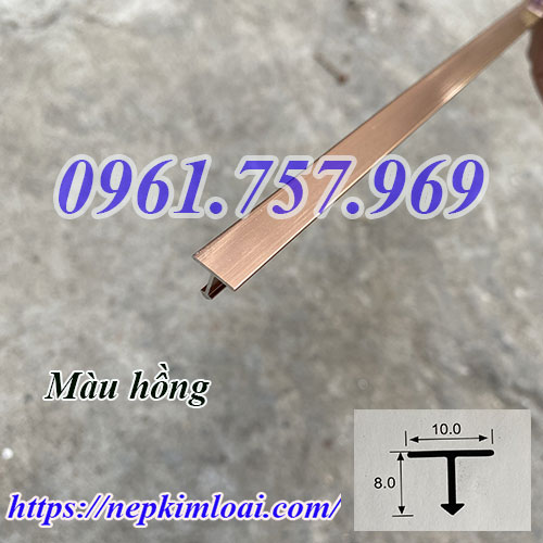 Nẹp nhôm chữ t màu vàng hồng, nẹp t inox màu hồng, nẹp chữ t màu hồng