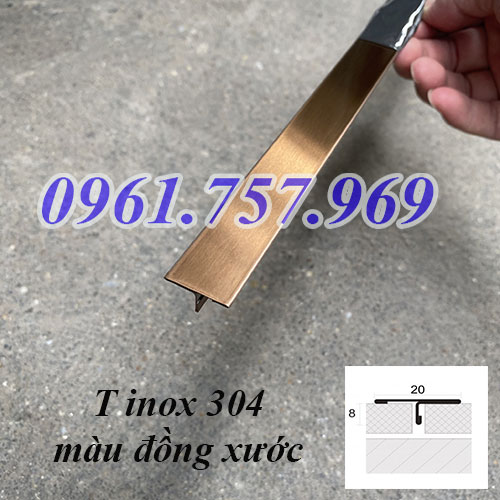 Nẹp nhôm chữ t màu vàng hồng, nẹp t inox màu hồng, nẹp chữ t màu hồng