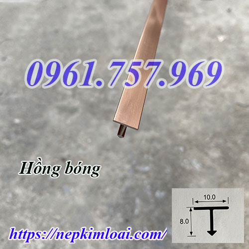 Nẹp nhôm chữ t màu vàng hồng, nẹp t inox màu hồng, nẹp chữ t màu hồng