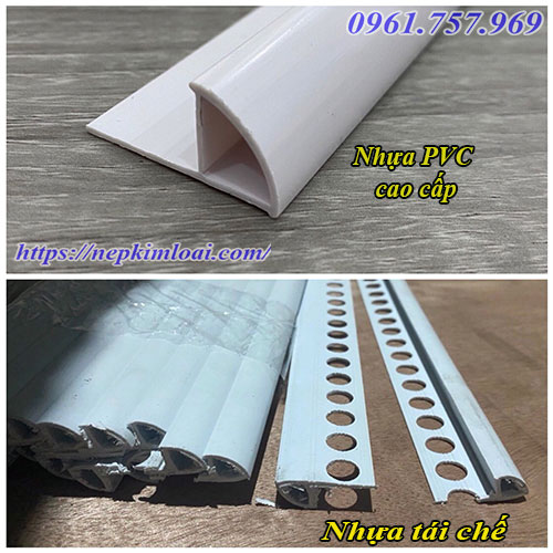 Nẹp góc màu trắng. nẹp bo góc nhựa, nẹp nhựa bo góc tròn