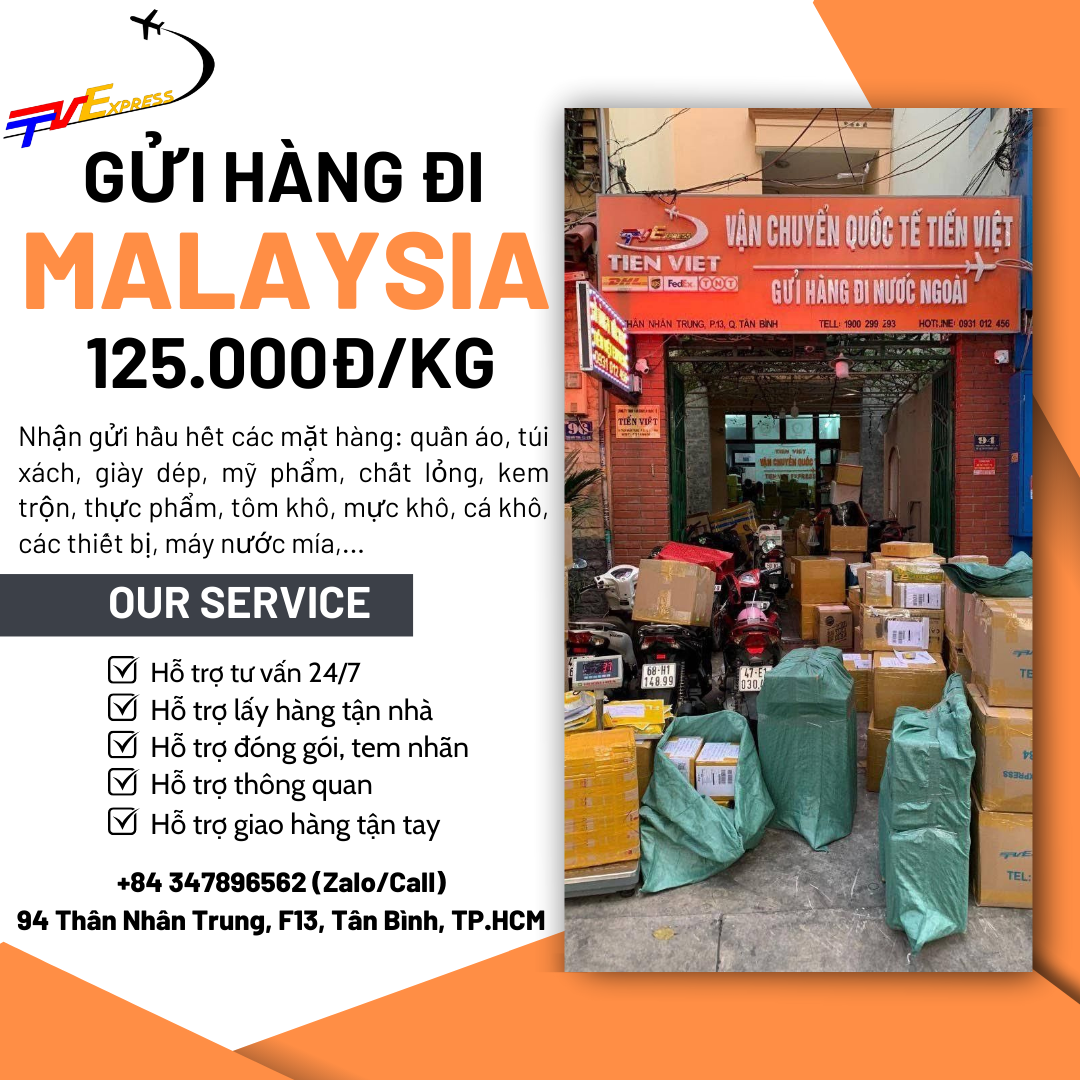 Gửi hàng đi Malaysia giá siêu rẻ -- Tiến Việt Express