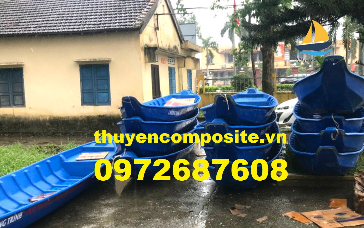 Thuyền composite, thuyền nhựa, thuyền đánh cá giao hàng quốc