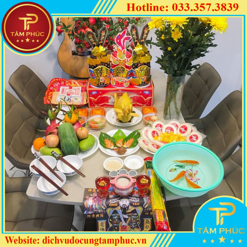 Mâm cúng Ông Bà Táo đơn giản tại Cần Thơ.