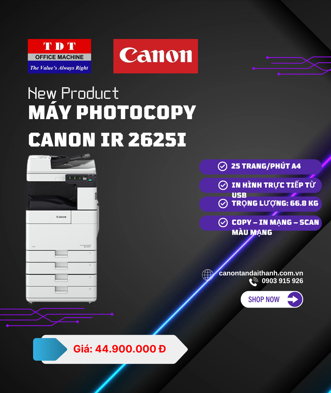 Bán máy photocopy canon 2625i chuyên dùng cho văn phòng