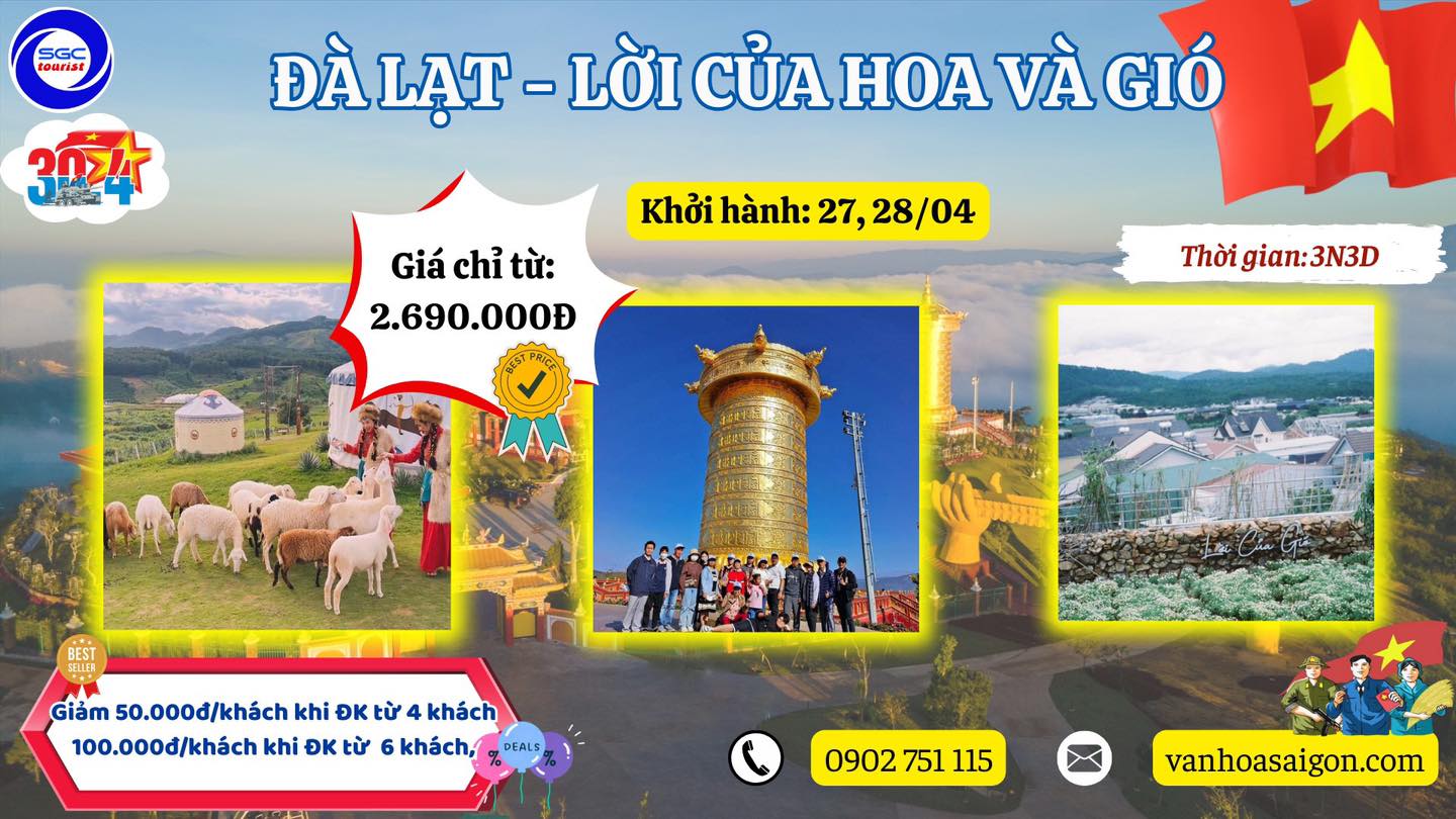 tour Đà Lạt 3n3d - lời của gió và hoa dịp lễ 30/04