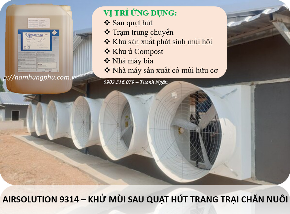 Chế phẩm xử lý mùi hôi sau quạt hút trại nuôi lợn - Airsolution 9314