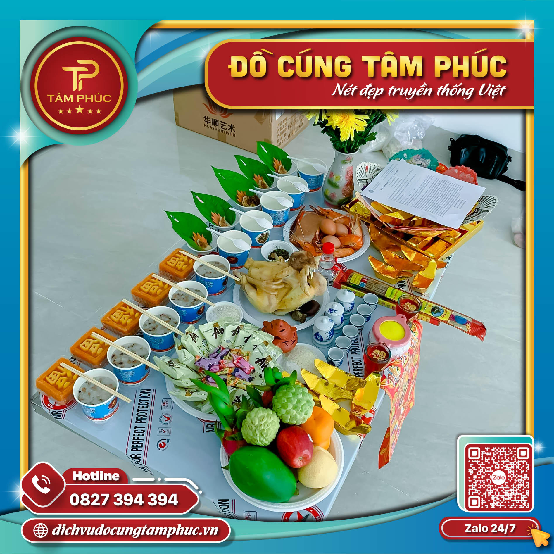 Mâm cúng khai trương - Khởi  sự hanh thông, bình an thịnh vượng.